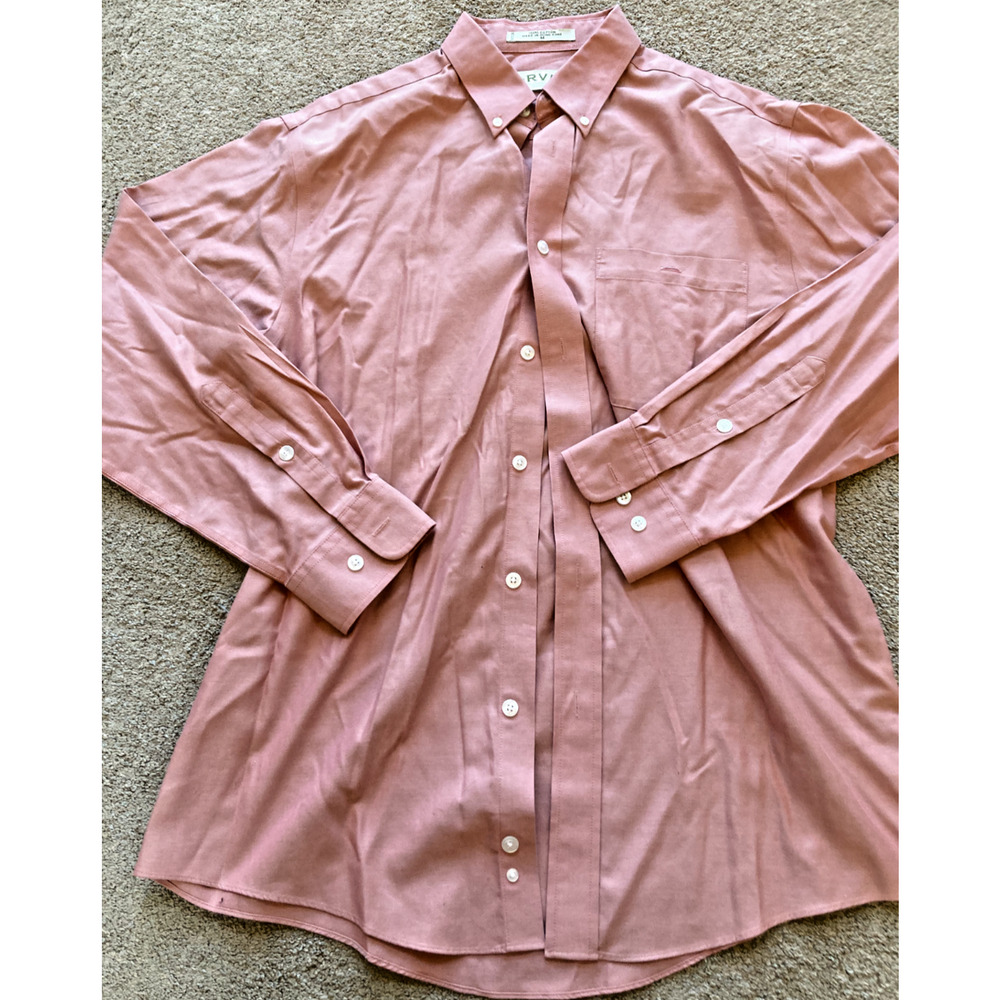 Orvis Mens Medium Pink Dress Shirt 100% Cotton Long Sleeve